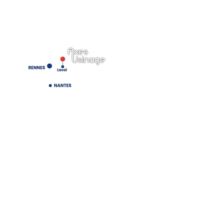 Carte de France indiquant l'emplacement d'Axes Usinage à Laval
